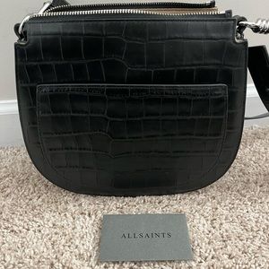 Allsaints Captain Leather Croc crossbody